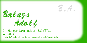 balazs adolf business card